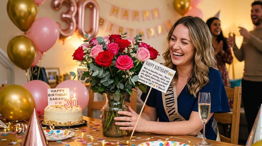 😂 Funny Birthday Wishes with Rose Flowers