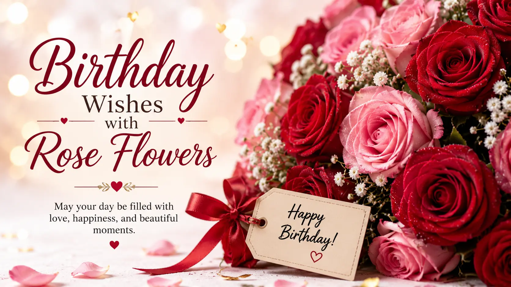 birthday wishes with rose flowers
