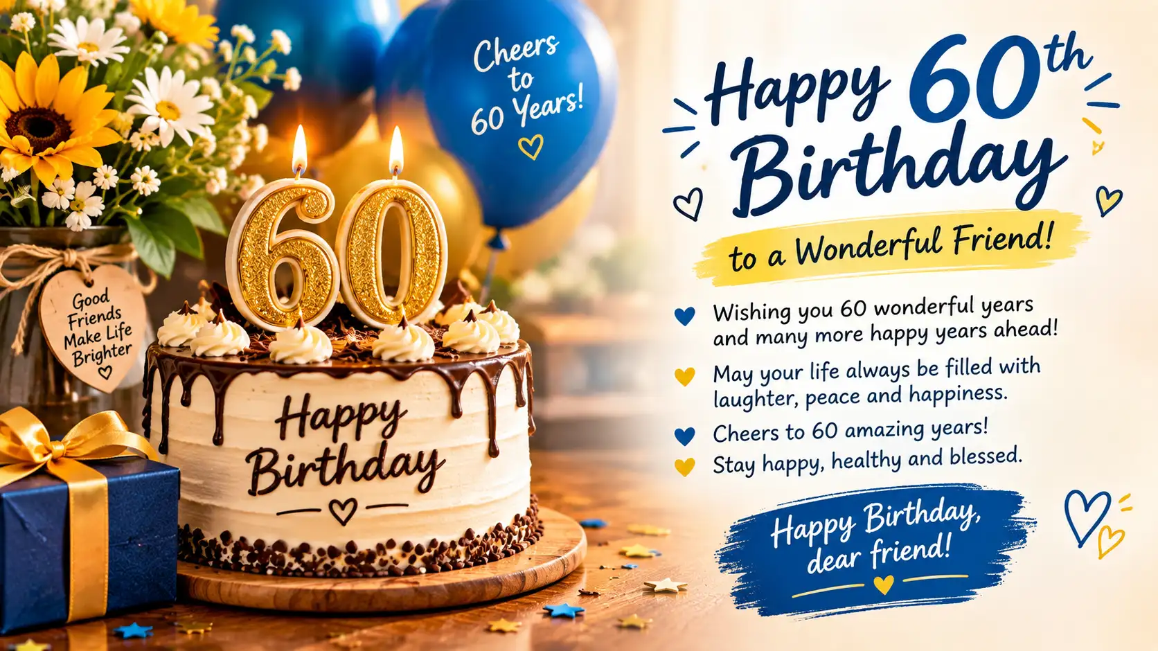 60th birthday wishes for friend