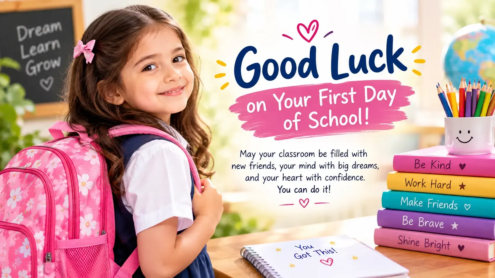 good luck first day of school wishes for girl